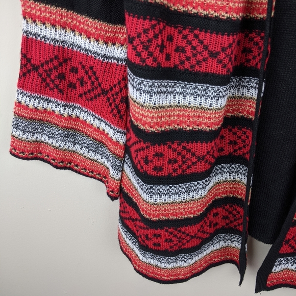 Kim Rogers | Black Red Open Front Cardigan-E48 - Picture 5 of 5